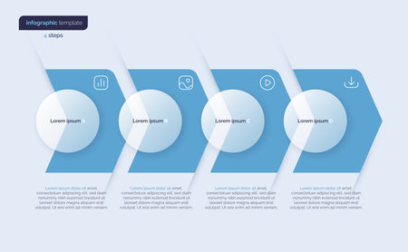 Vector infographic template composed of 4 circles and arrowsのイラスト素材
