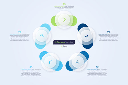 Five option circle infographic design template. Vector illustrationのイラスト素材