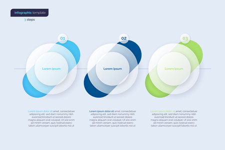 Vector minimalistic infographic template composed of 3 circlesのイラスト素材