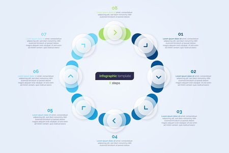 Eight option circle infographic design template. Vector illustrationのイラスト素材