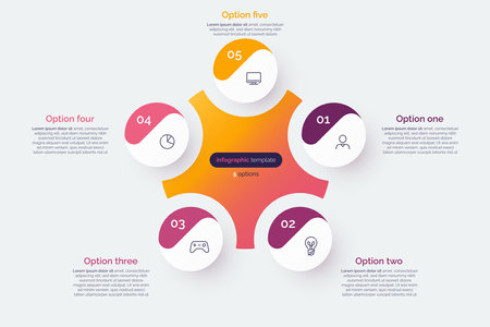 Five option circle infographic diagram. Vector illustrationのイラスト素材