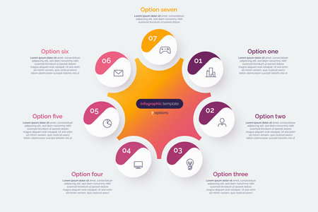 Seven option circle infographic diagram. Vector illustrationのイラスト素材