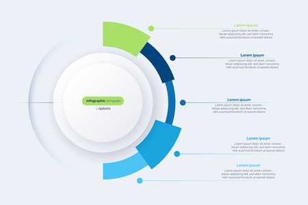 Five option circle infographic diagram. Vector illustrationのイラスト素材