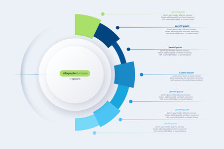 Seven option circle infographic diagram. Vector illustrationのイラスト素材