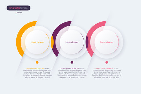 Vector minimalistic infographic template composed of 3 circlesのイラスト素材