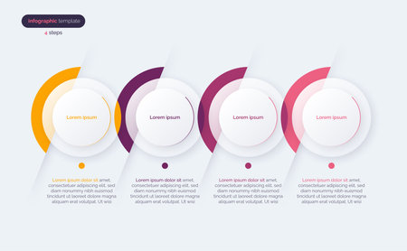 Vector minimalistic infographic template composed of 4 circlesのイラスト素材