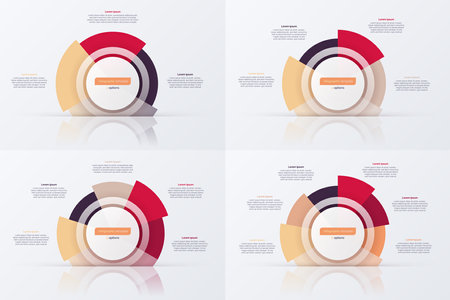Set of circle infographic diagrams 3 4 5 6 options. Vector illustrationのイラスト素材