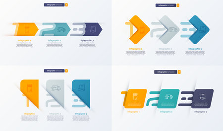Set of vector number infographic template composed of 3 labelsのイラスト素材