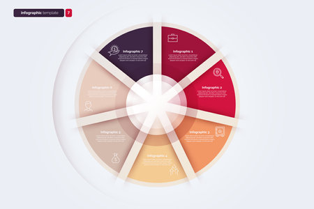 Seven option cycle infographic chart. Vector illustrationのイラスト素材