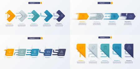 Set of vector number infographic template composed of 5 labelsのイラスト素材