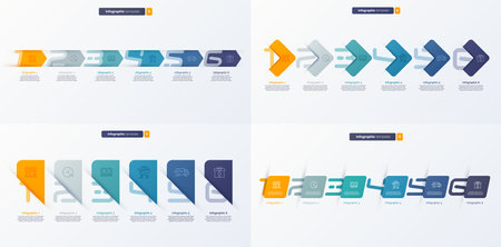 Set of vector number infographic template composed of 6 labelsのイラスト素材