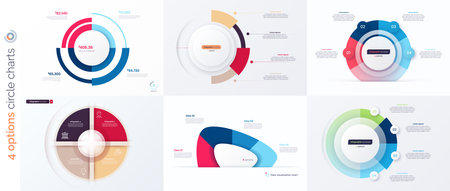 Four option circle infographic design templates. Vector illustrationのイラスト素材
