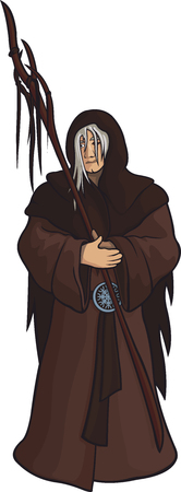 Vector gray haired priest viking without eyeのイラスト素材