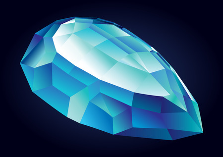 Vector shiny beautiful blue faceted aquamarine on dark backgroundのイラスト素材