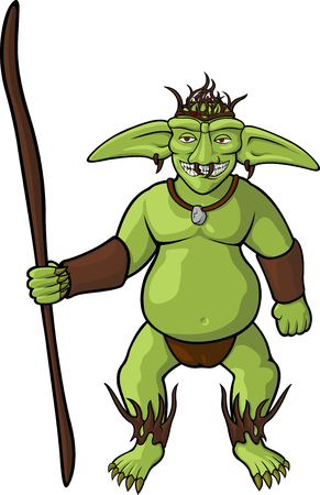 Cartoon goblin shaman on white backgroundのイラスト素材