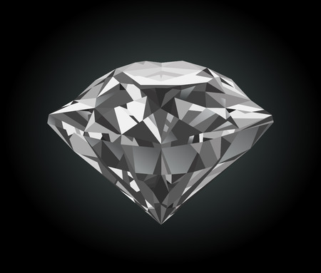 Vector stylized shiny faceted diamond on black backgroundのイラスト素材