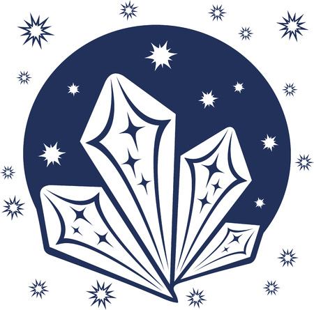 Art with stylized blue ice crystals and snowflakesのイラスト素材