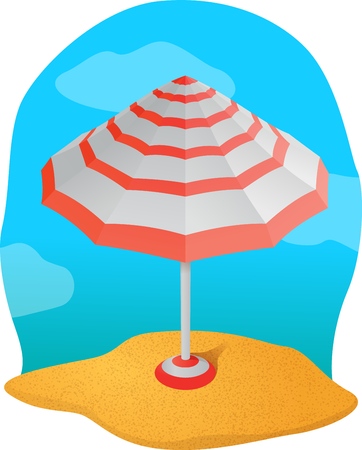 Vector art with striped parasol on the beachのイラスト素材