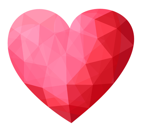 Beautiful illustration with crystal pink heart on white backgroundの写真素材
