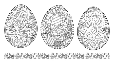 Cliparts for coloring book pages with eggsのイラスト素材