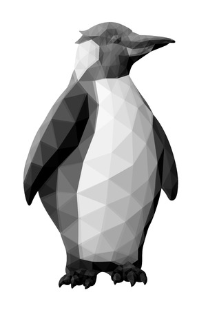 Beautiful low poly illustration with cartoon penguin on white backgroundのイラスト素材