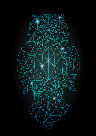 Blue low poly illustration with owl silhouetteのイラスト素材