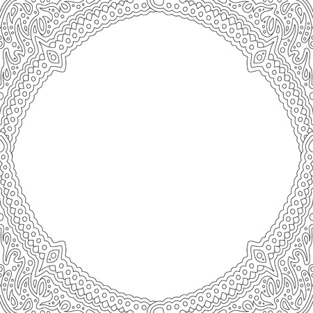 Square illustration for coloring book with beautiful monochrome frame and copy spaceのイラスト素材