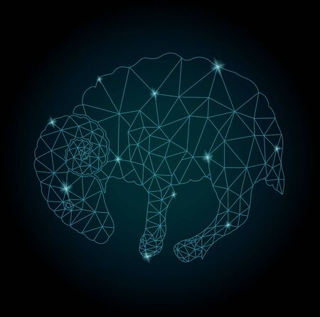 Beautiful starry low poly illustration with aries on dark backgroundのイラスト素材