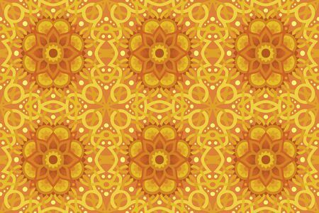 Beautiful sunny illustration with yellow abstract seamless patternのイラスト素材
