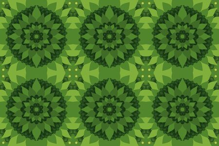 Beautiful abstract green background with floral seamless patternのイラスト素材
