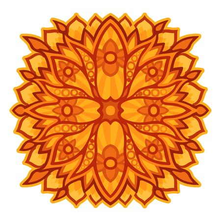 Beautiful sunny colorful illustration with orange floral pattern on the white backgroundのイラスト素材