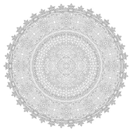 Beautiful monochrome illustration for adult coloring book with abstract round pattern on the white backgroundのイラスト素材