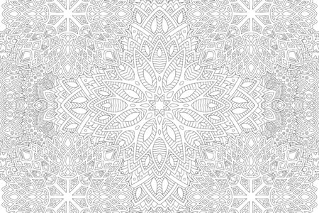 Beautiful monochrome illustration for adult coloring book with linear abstract cosmic patternのイラスト素材