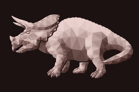 Beautiful low poly illustration with brown triceratops silhouette on the dark backgroundのイラスト素材