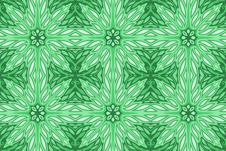Beautiful green web background with seamless decorative floral patternのイラスト素材