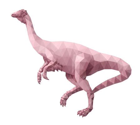 Beautiful low poly illustration with stylized pink dinosaur silhouette isolated on the white backgroundのイラスト素材