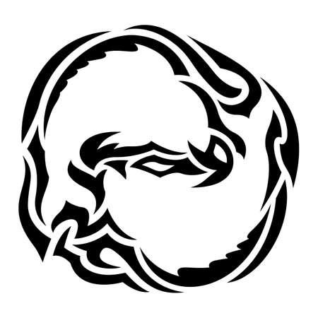 Beautiful colorful linear illustration with yellow illuminated neon fox silhouette on the dark backgroundのイラスト素材