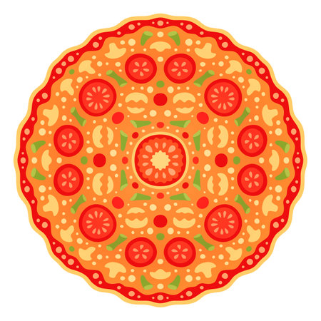 Beautiful colorful illustration with stylized pizza isolated on the white backgroundのイラスト素材