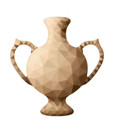 Beautiful low poly illustration with stylized ancient vase isolated on the white backgroundのイラスト素材
