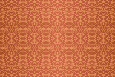 Beautiful vector red background with abstract vintage seamless patternのイラスト素材