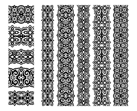 Beautiful monochrome illustration with abstract black vintage paint brushes set isolated on the white backgroundのイラスト素材