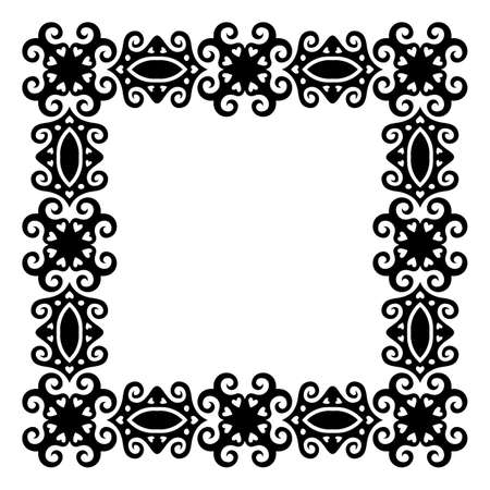 beautiful monochrome Valentines day vector illustration with isolated abstract black frame with heart shapesのイラスト素材