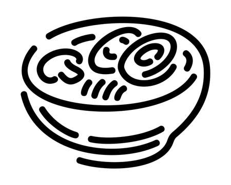 Beautiful monochrome linear vector illustration with stylized dish isolated on the white backgroundのイラスト素材