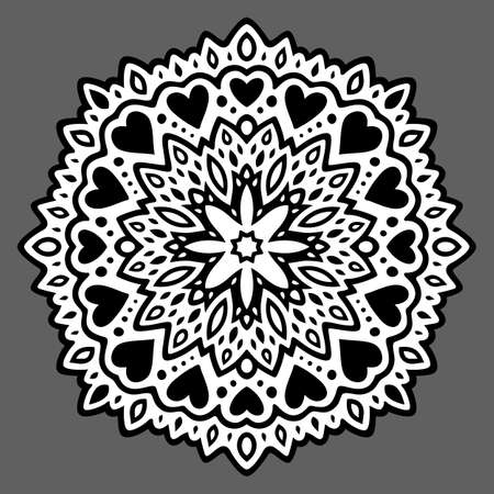 Beautiful monochrome valentines day vector pattern with heart shapesのイラスト素材