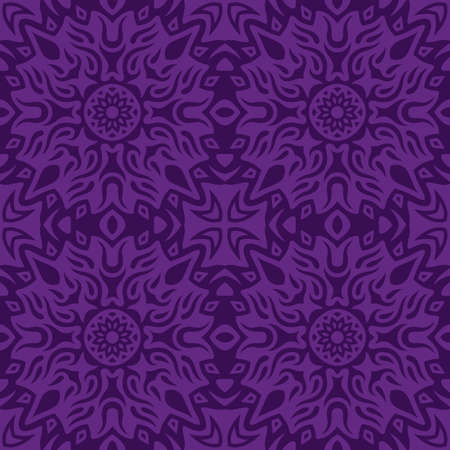 Beautiful vector illustration with abstract violet tribal seamless patternのイラスト素材
