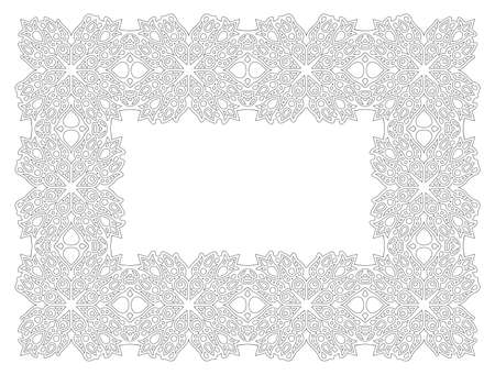 Beautiful monochrome linear vector illustration for adult coloring book page with abstract rectangle frame isolated on the white backgroundのイラスト素材