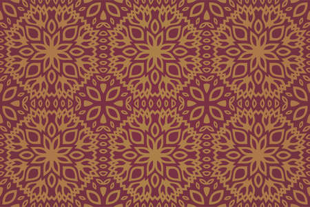 Beautiful luxury vector illustration with colorful golden seamless pattern on the purple backgroundのイラスト素材