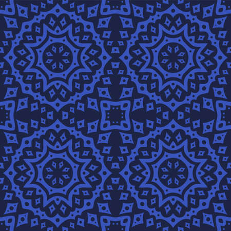 Beautiful vector illustration with abstract blue square seamless patternのイラスト素材