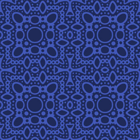 Beautiful blue vector illustration with abstract square seamless pattern