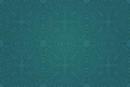 Beautiful vector background with abstract colorful blue green seamless patternのイラスト素材